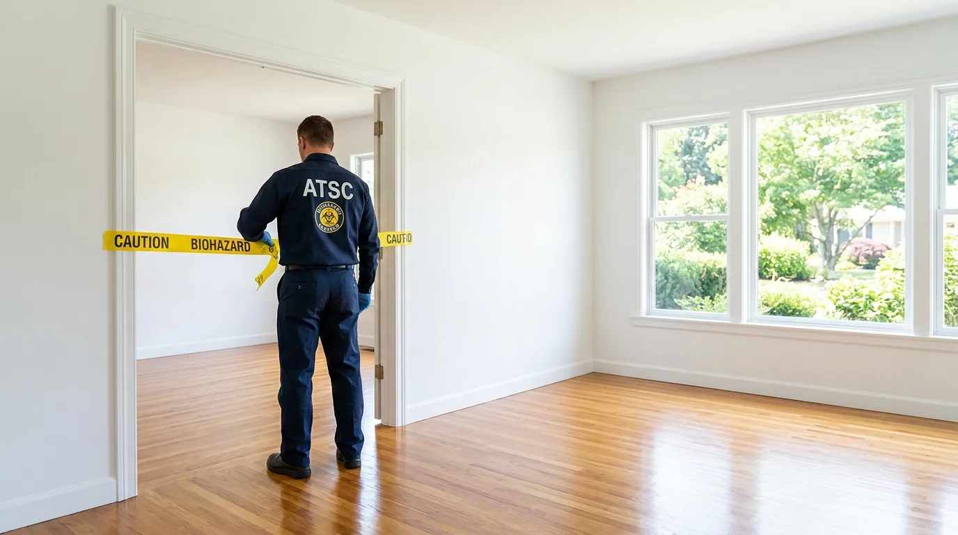 Certified biohazard cleanup crew performing Trauma Scene Cleanup in Olympia Heights